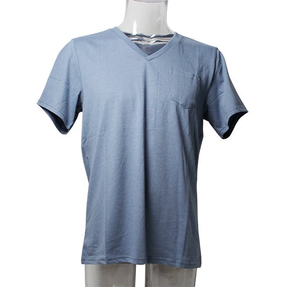 ブレッド＆ボクサーズ：SUEDED JERSEY VネックTシャツ (ブルー) class=