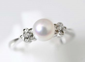 ミキモト MIKIMOTO K18WG パール ダイヤモンド リング