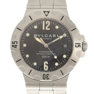 (8670) 【ブルガリ】　ブルガリ BVLGARI ディアゴノ スクーバ メンズ オートマ 腕時計 SS ブラック文字盤