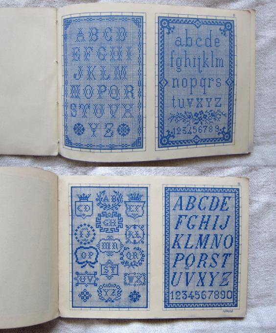 フランス アルファベット モノグラム イニシャル 刺繍 図案集 NO.1 - 本