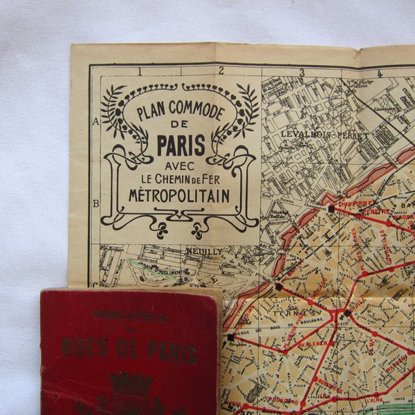 フランスアンティーク/パリの地図Plan Commode de Paris