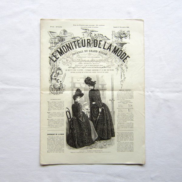 フランスアンティーク服飾新聞19世紀LE MONITEUR DE LA MODE銅版画- DE