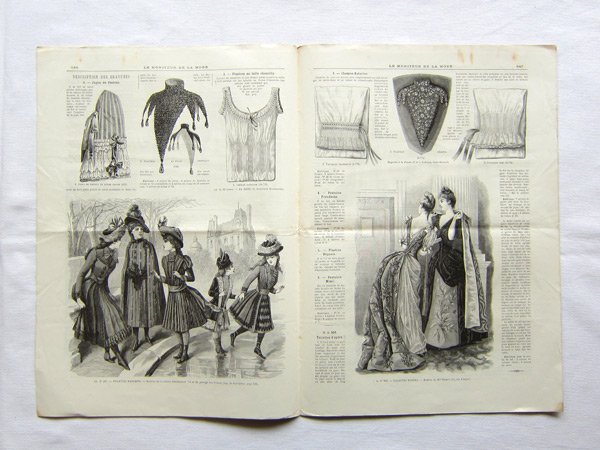 フランスアンティーク服飾新聞19世紀LE MONITEUR DE LA MODE銅版画- DE 