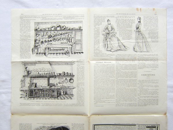フランスアンティーク服飾新聞19世紀LE MONITEUR DE LA MODE銅版画- DE 