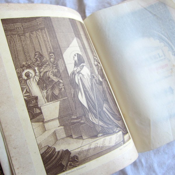 フランスアンティーク聖書1890年ボルドー革表紙- DE PARIS