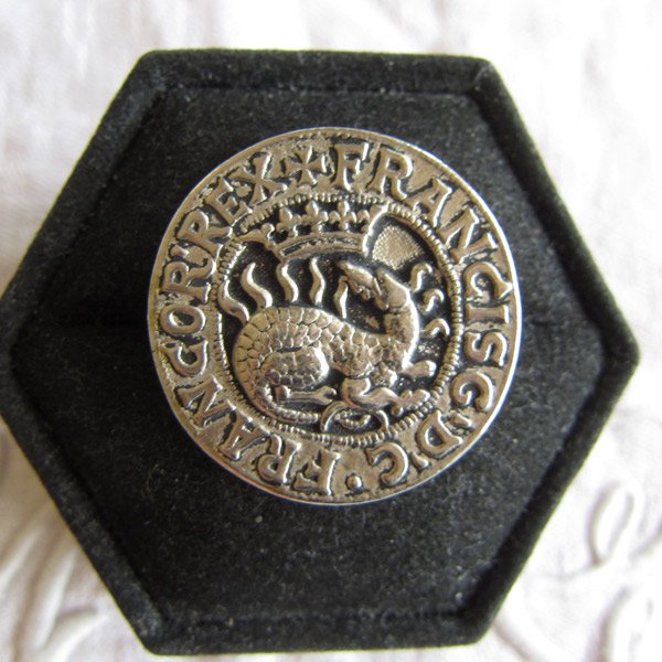 フランスヴィンテージ釦トカゲ王冠トカゲ30mmフランス王紋章 - DE PARIS