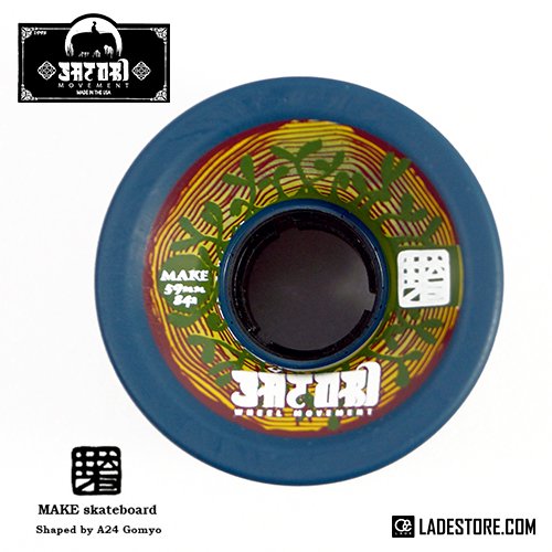 □芽育 -make- x Satori Movement□ Collabo Soft Wheel / 59mm 84A / Blue - LADE  STORE 花笠高原 & 那須高原 | バックカントリーユースのLADEカスタムオーダービーニーや芽育雪板,Peacemaker  Snowskateなどフリーフット、PRANA PUNKS,GREEN.LABなど国産スノーボード取扱店