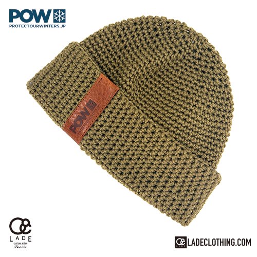 ■LADE.SNOW■ POW JAPAN Cuff beanie / Leather Tag - LADE STORE 花笠高原 & 那須高原 |  バックカントリーユースのLADEカスタムオーダービーニーや芽育雪板,Peacemaker Snowskateなどフリーフット、PRANA 