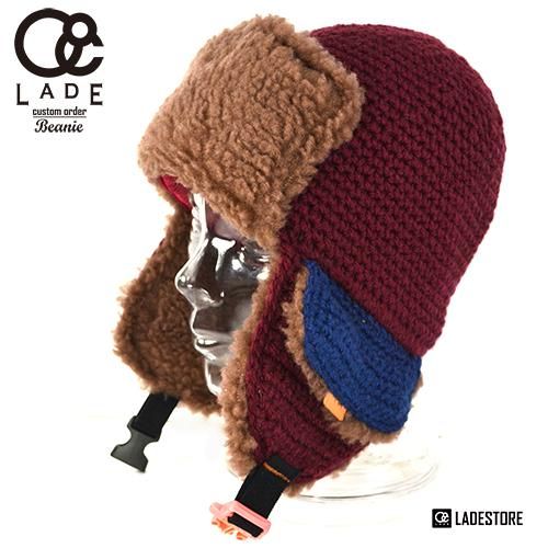LADE ビーニー □LADE custom order Beanie□ Cuff Leather / Red - Red