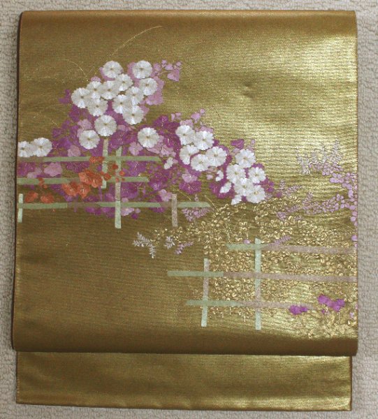 未使用の泥金箔・帝王紫袋帯（お勧め品です） - リサイクル着物のことなら京都で創業80年の老舗ゑちごやへ