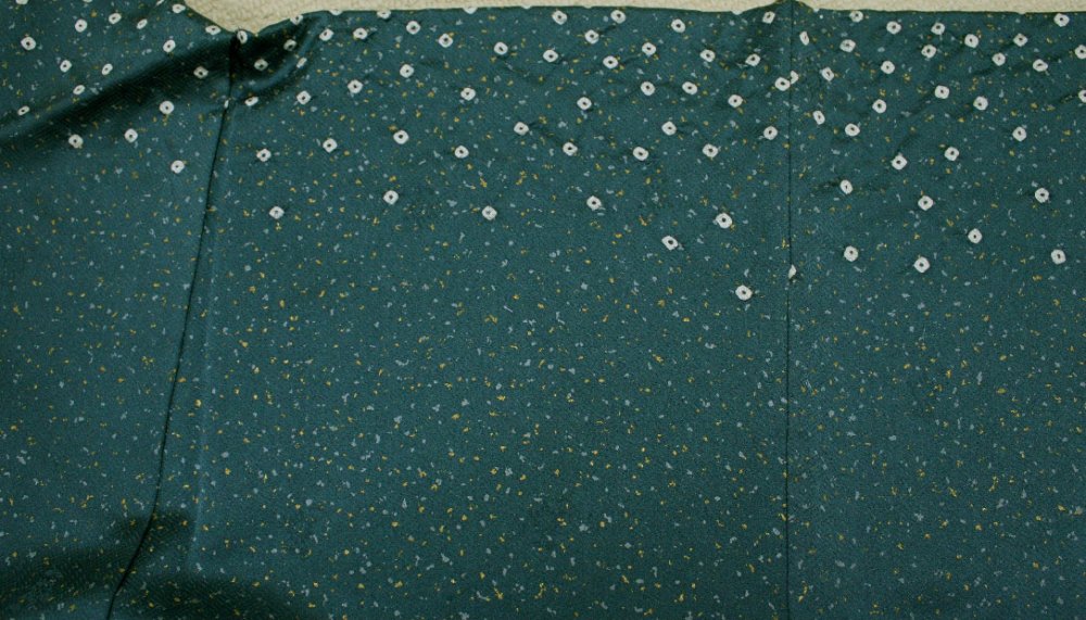 錆御納戸色、切箔に絞り付け下げ着物（希少品です） - リサイクル着物のことなら京都で創業80年の老舗ゑちごやへ