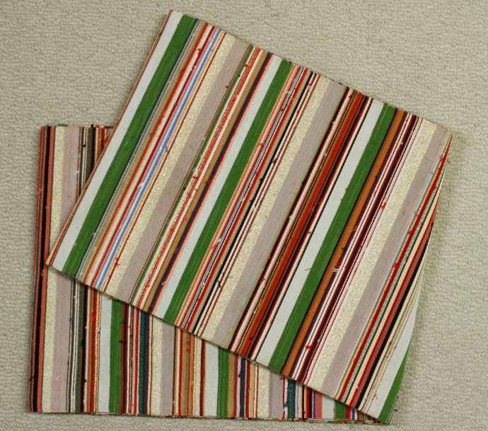 カラフルな横段ひげ綴れ織り袋名古屋帯（希少品です） - リサイクル