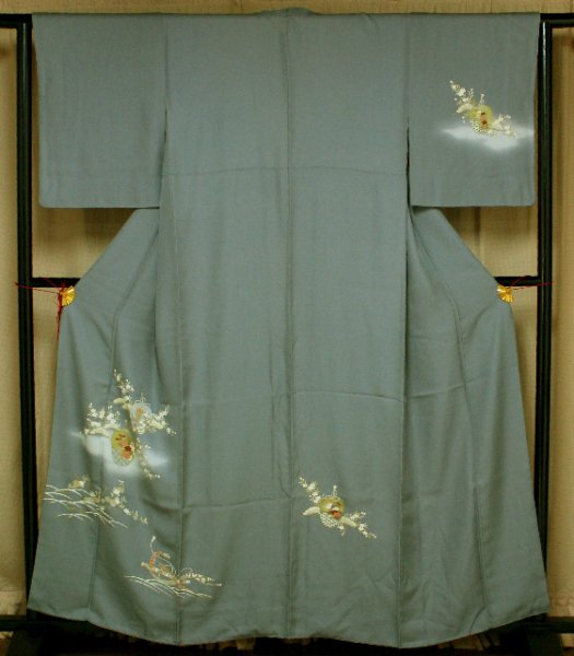鈍色茶入れ文様付け下げ着物（お勧め品です） - リサイクル着物のことなら京都で創業80年の老舗ゑちごやへ