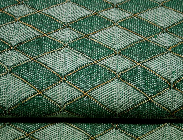 未使用の常盤色リボン織り連菱柄袋帯（希少品です） - リサイクル着物のことなら京都で創業80年の老舗ゑちごやへ