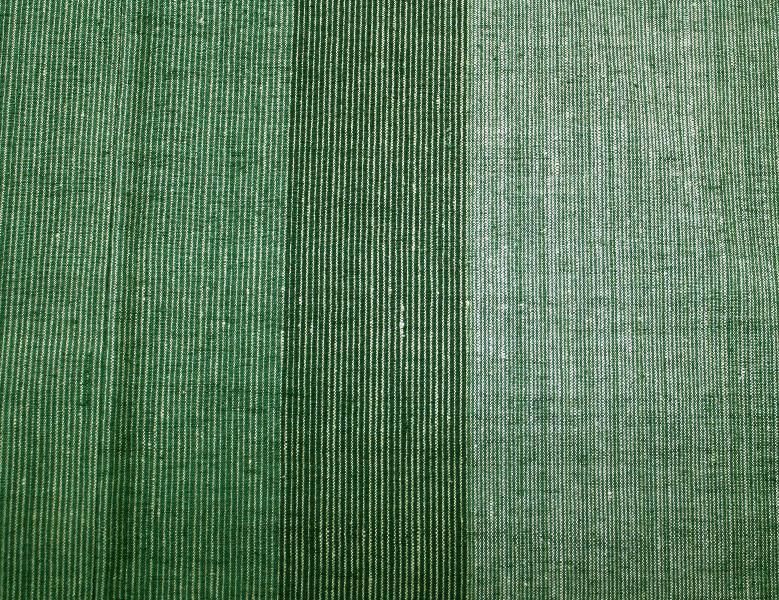 スピナッチグリーン縞柄信州紬着物 - リサイクル着物のことなら