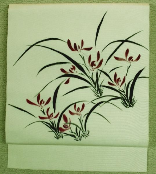 オフホワイト駒塩瀬素描染名古屋帯 - リサイクル着物のことなら京都で 
