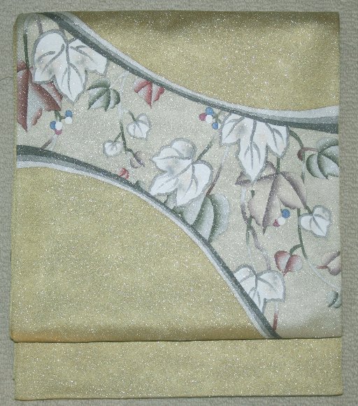 木蘭色色金杢唐草文様袋帯 - リサイクル着物のことなら京都で創業80年の老舗ゑちごやへ