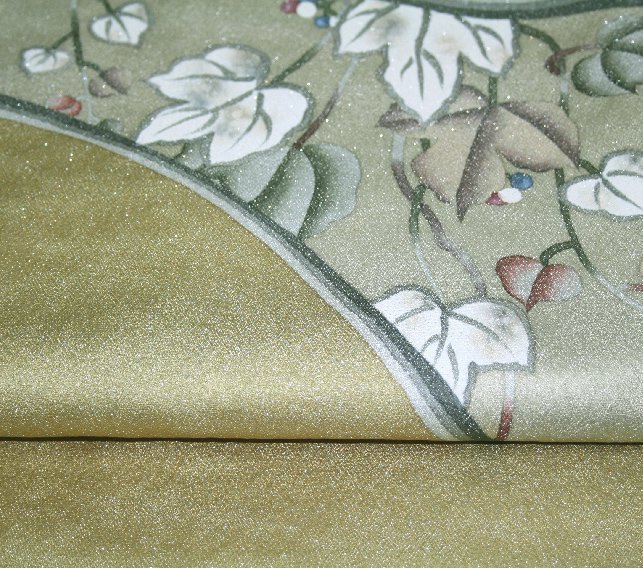 木蘭色色金杢唐草文様袋帯 - リサイクル着物のことなら京都で創業80年の老舗ゑちごやへ