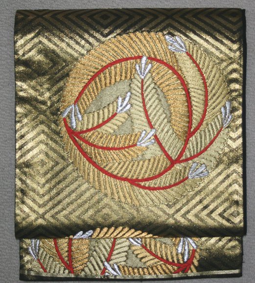 未使用の「本家加納」謹製・稚松丸紋文様袋帯（お勧め品です