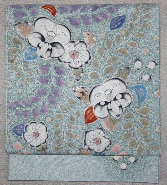 未使用の千草鼠色、辻が花模様絞り袋帯（お勧め品です） - リサイクル着物のことなら京都で創業80年の老舗ゑちごやへ