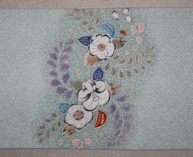 未使用の千草鼠色、辻が花模様絞り袋帯（お勧め品です） - リサイクル着物のことなら京都で創業80年の老舗ゑちごやへ