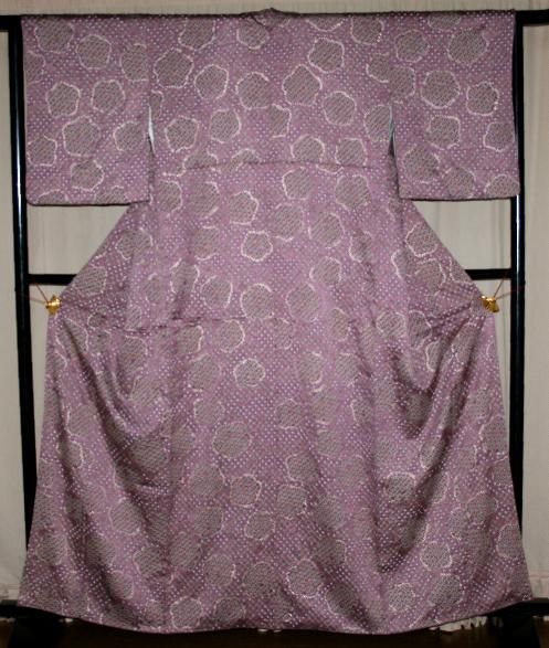 未着用　夏用　絽　水波紋　メダカ　ライラックカラー　着物　063a p 未着用 夏用 絽 水波紋 メダカ ライラックカラー 着物 063a p