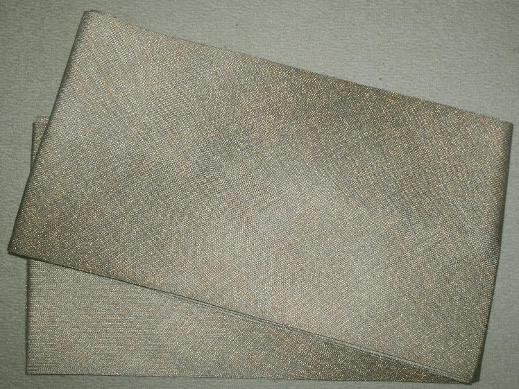 ひなや 正絹 組み織り 袋帯 チャコールグレー ガード加工済 美品 袋帯 美しい霞模様 金銀彩 深滅紫色 ガード加工 O-4396 着物