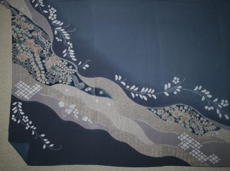 訪問着 絞り加工 辻ヶ花 ちりめん 正絹 X572 訪問着 絞り加工 辻ヶ花 ちりめん 正絹 X572