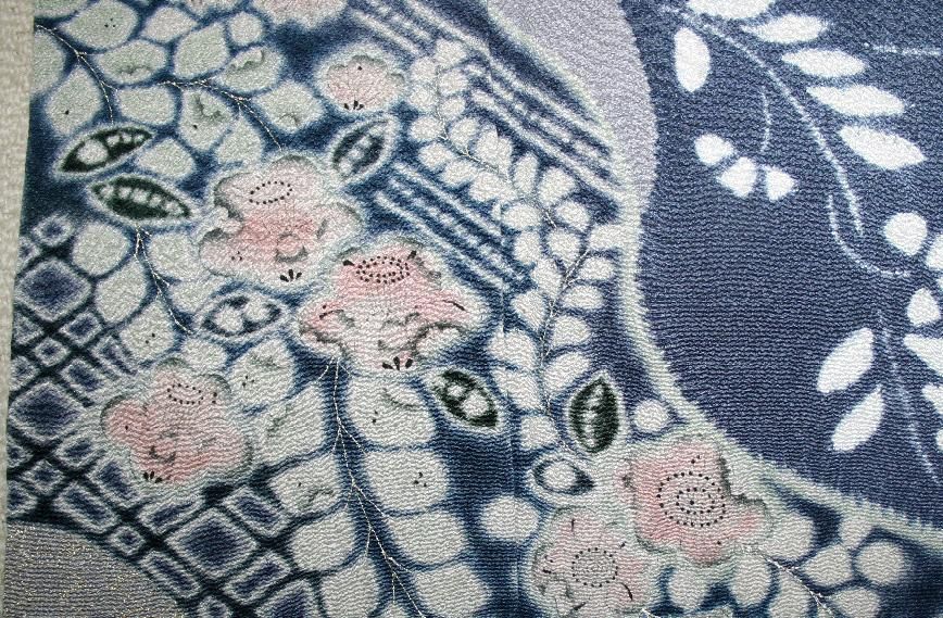 訪問着 絞り加工 辻ヶ花 ちりめん 正絹 X572 訪問着フルセット辻ヶ花絞りピンク丹後ちりめん高級正絹