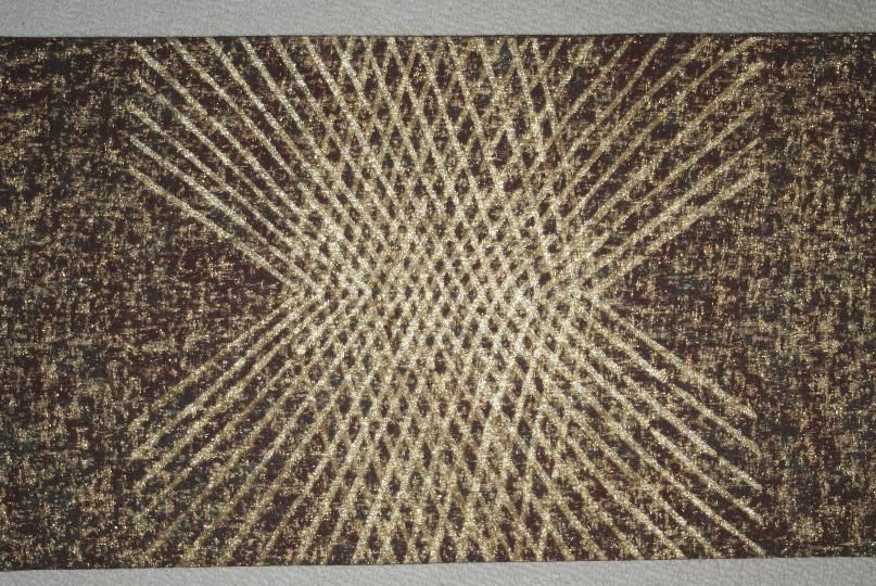 未使用の黒鳶色抽象線描金彩袋帯（お勧め品です） - リサイクル着物の