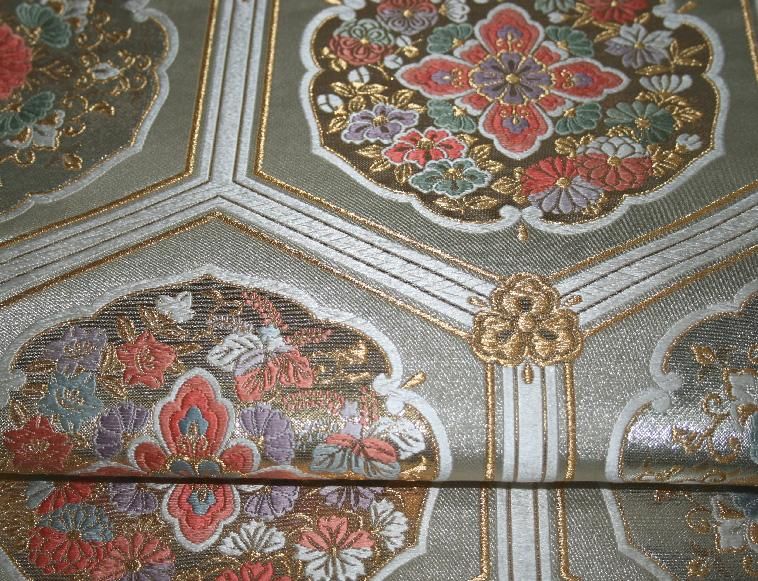 袋帯　亀甲　華紋　花菱　金糸　着物　044a p 袋帯 亀甲 華紋 花菱 金糸 着物 044a p