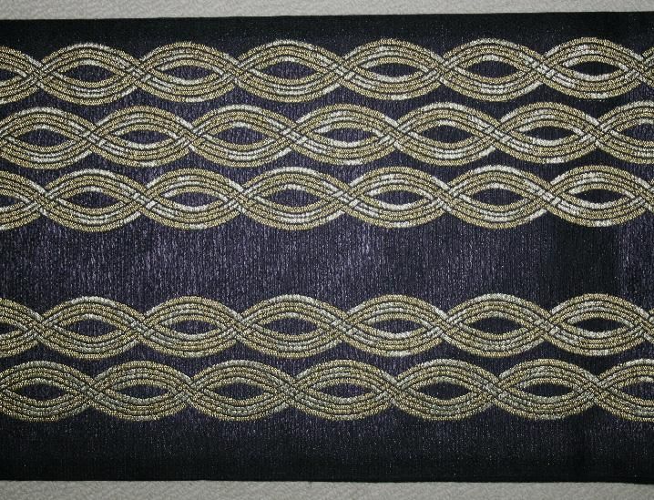 未使用の墨黒色立涌に螺鈿細工袋帯（お勧め品です） - リサイクル着物