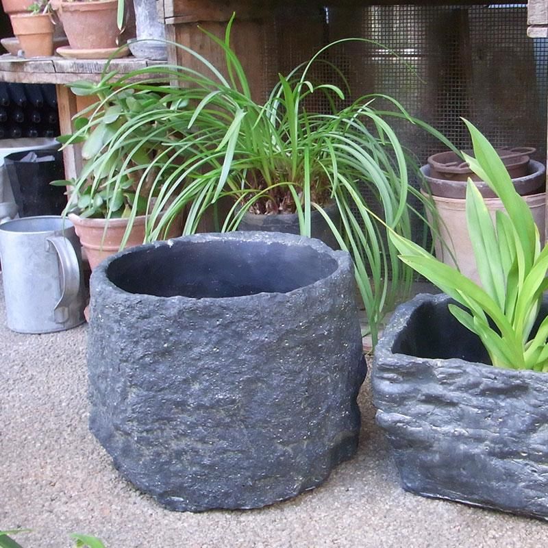 おしゃれ鉢 植木鉢 ラウンド ストーン 溶岩 石