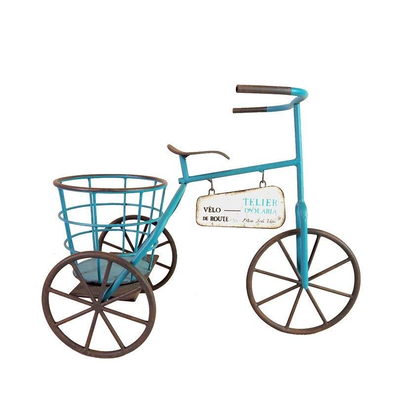 アイアン トライシクル アトリエバイク ブルー 花台 三輪車