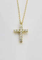 GARNI / K18YG Minimal Cross Diamonds Pendant