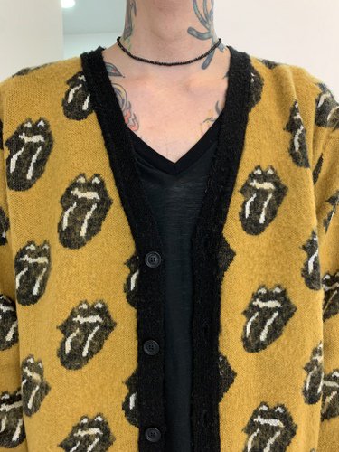 glamb×The Rolling Stones / Lips and Tongue cardigan / Mustard ...