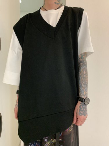 ANREALAGE / SIDE ANGLE KNIT VEST / Black - LAD MUSICIAN・A.F 