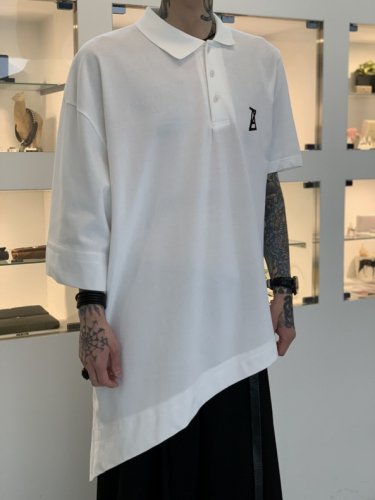 ANREALAGE / SIDE ANGLE POLO TEE SHIRTS / White - LAD MUSICIAN・A.F