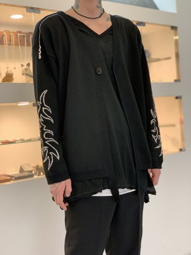 P.E.O.T.W AG / V NECK CARDIGAN / Black - LAD MUSICIAN・A.F