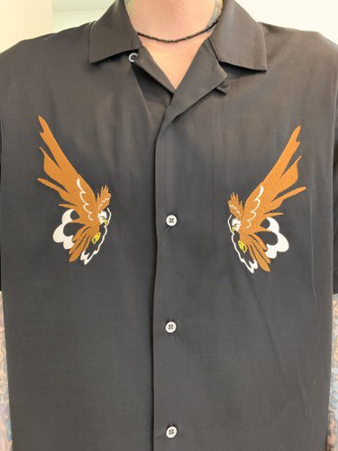 ANREALAGE / SIDE ANGLE HAWK EMBOROIDERY SHIRT / Black - LAD