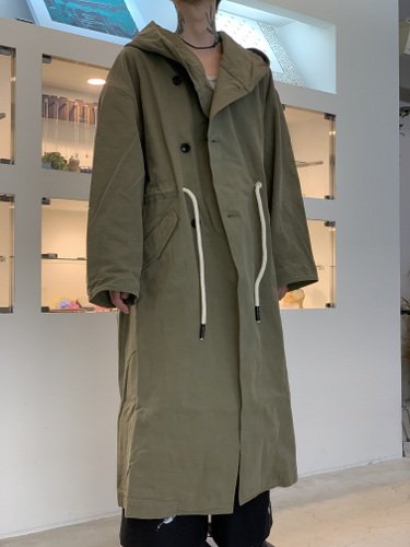 my beautiful landlet / heavy oxford wide long hoodie / Olive - LAD