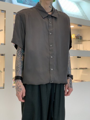VOAAOV / CUPRO DYED TWILL H/S SHIRTS / Charcoal - LAD