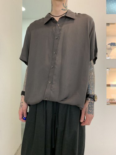 VOAAOV / CUPRO DYED TWILL H/S SHIRTS / Charcoal - LAD MUSICIAN