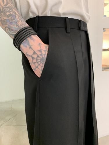 LAD MUSICIAN / WOOL GABARDINE HAKAMA / NANO BLACK - LAD