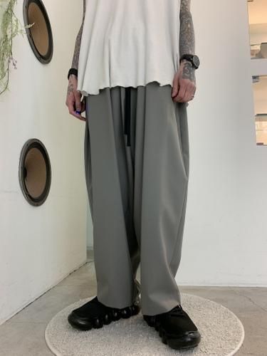 my beautiful landlet / TECH WOOL BACKWARP WIDE EASY PANTS / Gray