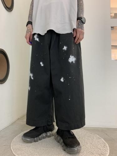 my beautiful landlet / CHINO TUCK WIDE PANTS (PAINT) / Charcoal