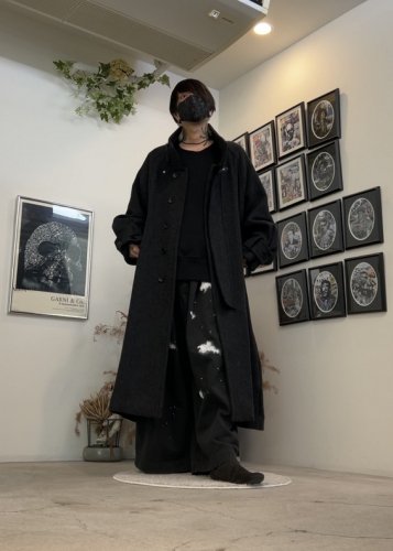 my beautiful landlet / CHINO TUCK WIDE PANTS (PAINT) / Charcoal