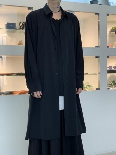 LAD MUSICIAN / DECHINE FLARE LONG SHIRT / BLACK - LAD MUSICIAN 