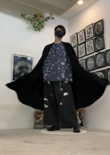 LAD MUSICIAN / 40/1 T-CLOTH FLARE KIMONO CARDIGAN / BLACK - LAD