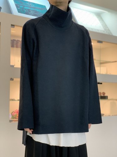 VOAAOV / Wool Ring Jersey Hight-neck tops / Navy - LAD MUSICIAN